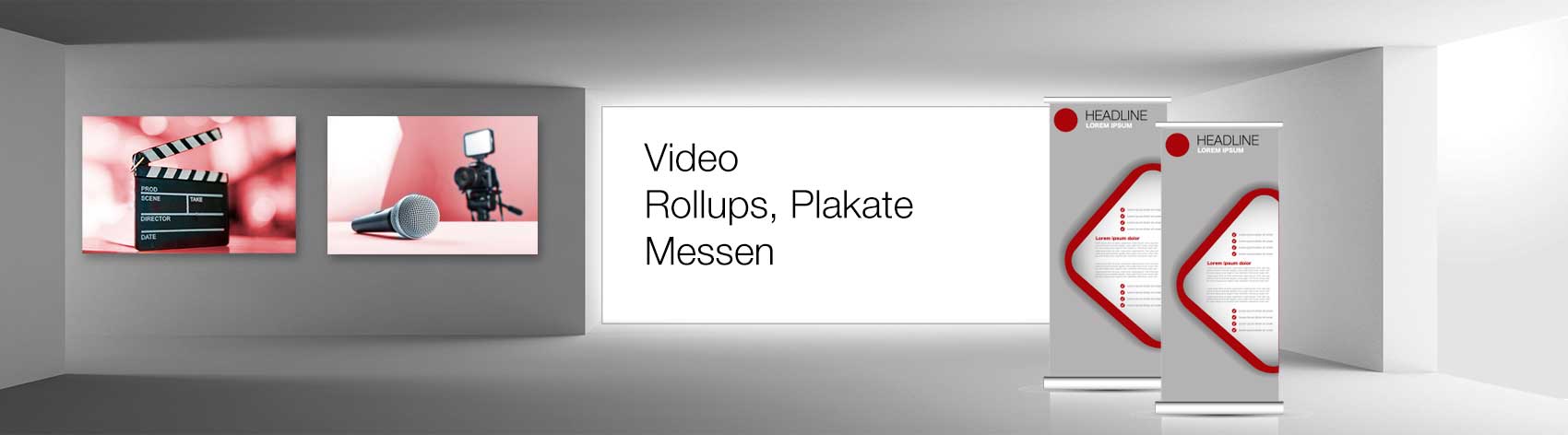 Arbeitsbeispiele Erklärvideo, Rollups, Plakate=